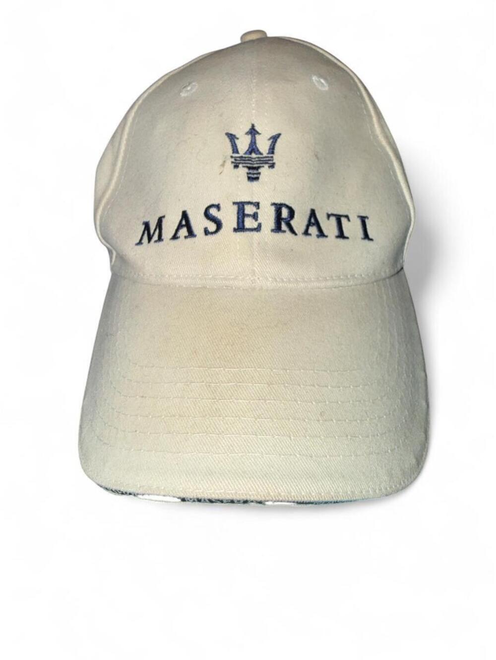 Maserati strapback baseball hat embroidered trident logo Maserati text